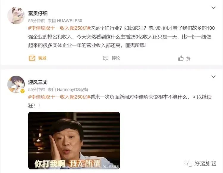 曝双十一李佳琦总收入保守估计超250亿，网友：有几个城市地方财政收入够这个数？  第6张